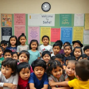 Children in a safe school environment focusing on community and support