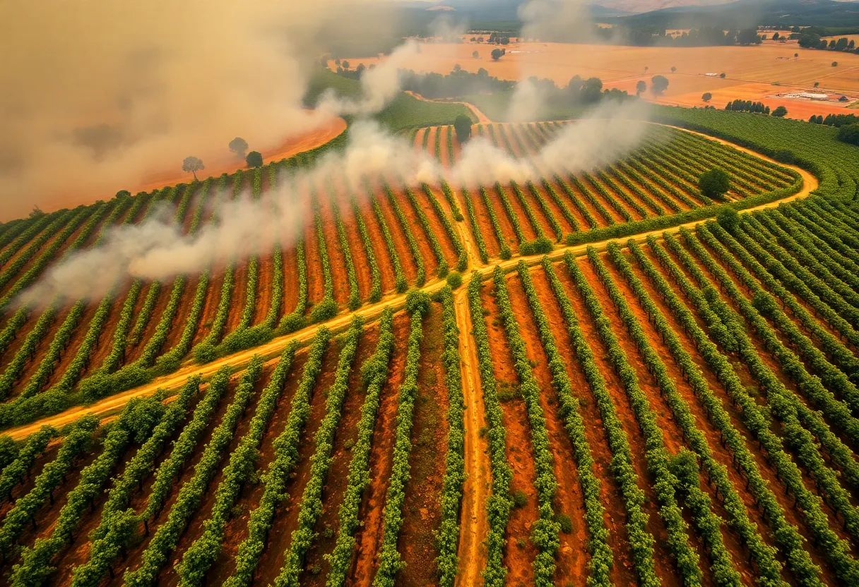 Vineyards in Napa Valley affected by wildfire smoke