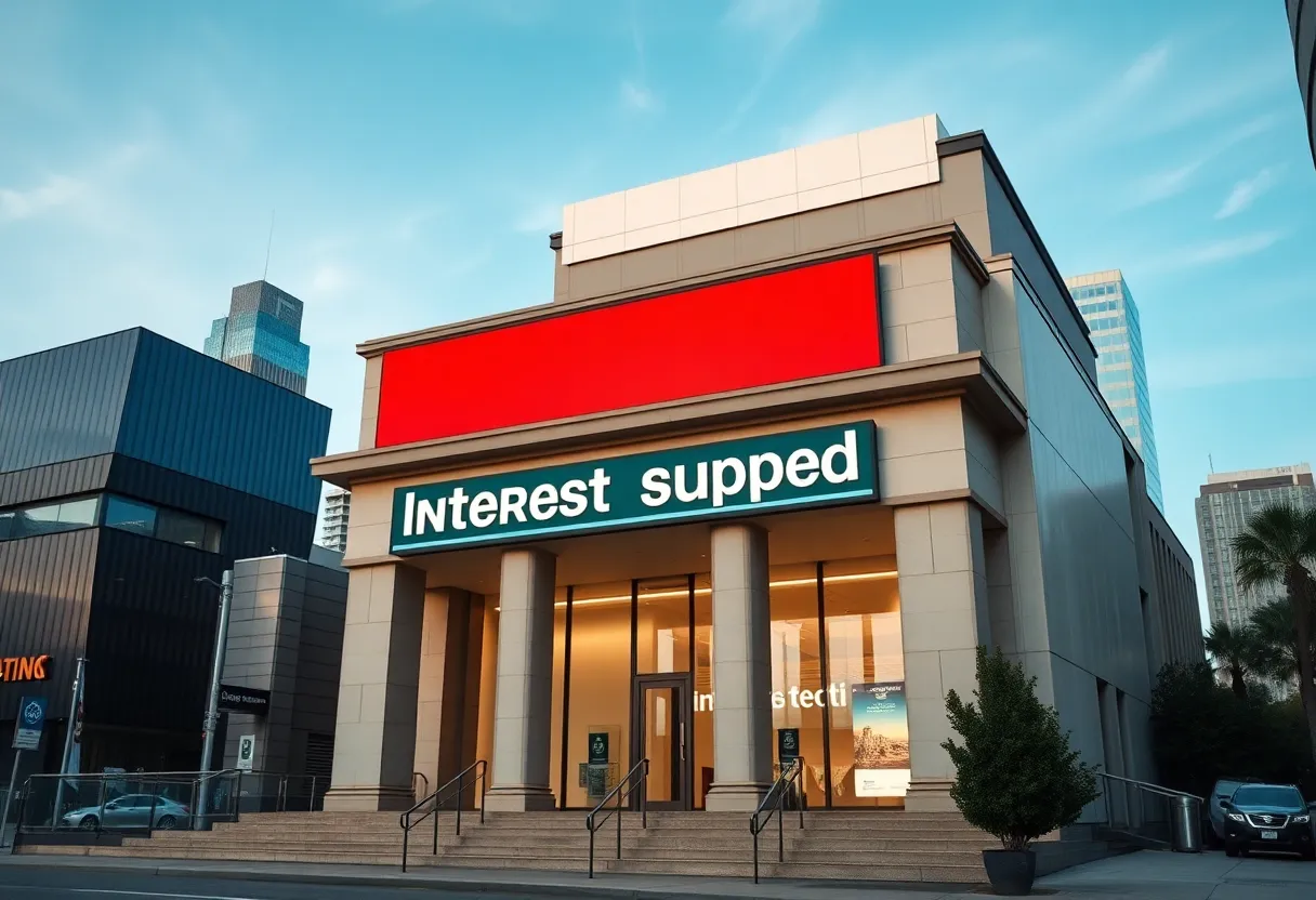 Reserve Bank of Australia building with interest rates announcement