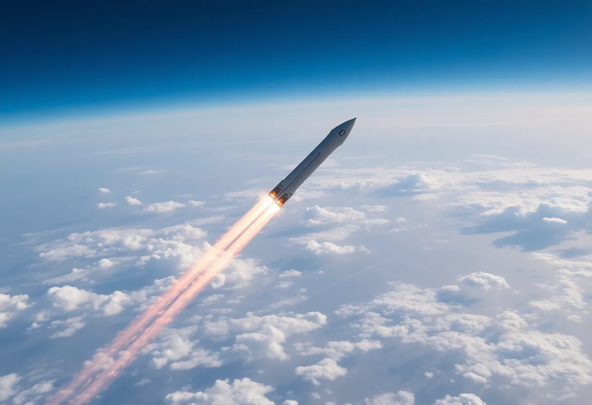 SpaceX Starship launching into the sky