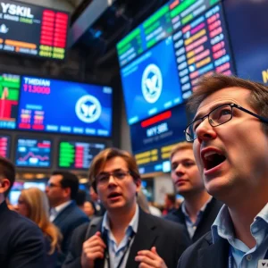 A busy stock market environment highlighting the buzz of FOMO among investors.