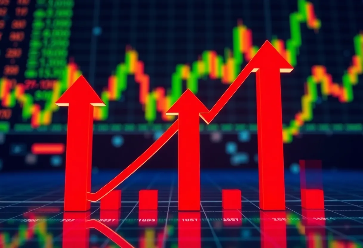 A graphic representation of stock market recovery with upward trends