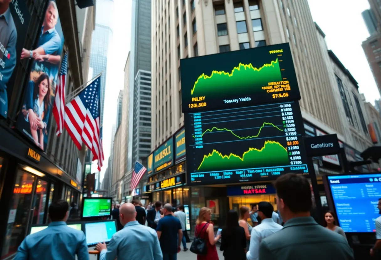 Graphs and data analysis related to treasury yields and inflation trends in a financial market setting.