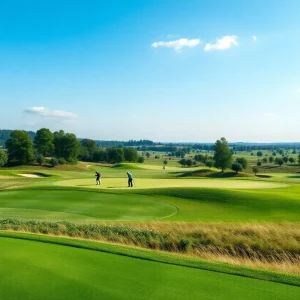 Scenic view of Trump golf course in Scotland with players