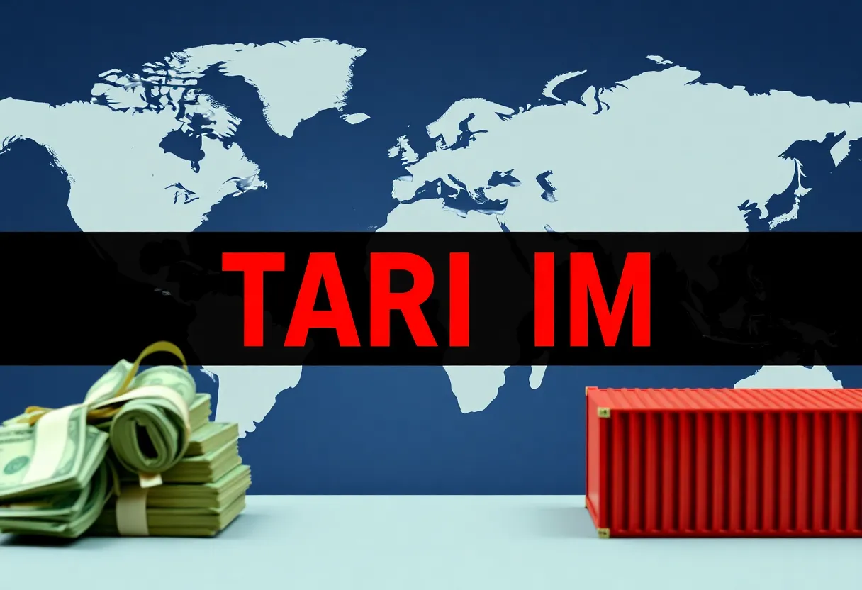 Illustration of tariffs and international trade dynamics