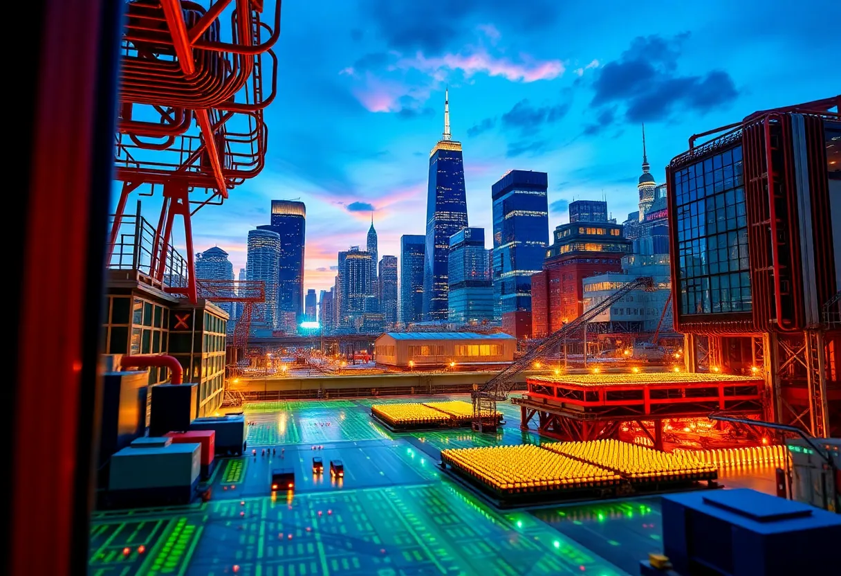 Illustration of semiconductor manufacturing showcasing tech innovation