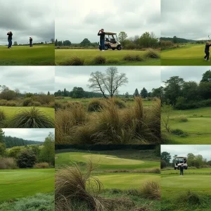 Collage of poorly maintained golf courses