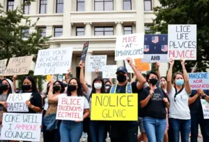 Activists demonstrating for immigrant rights outside a federal building