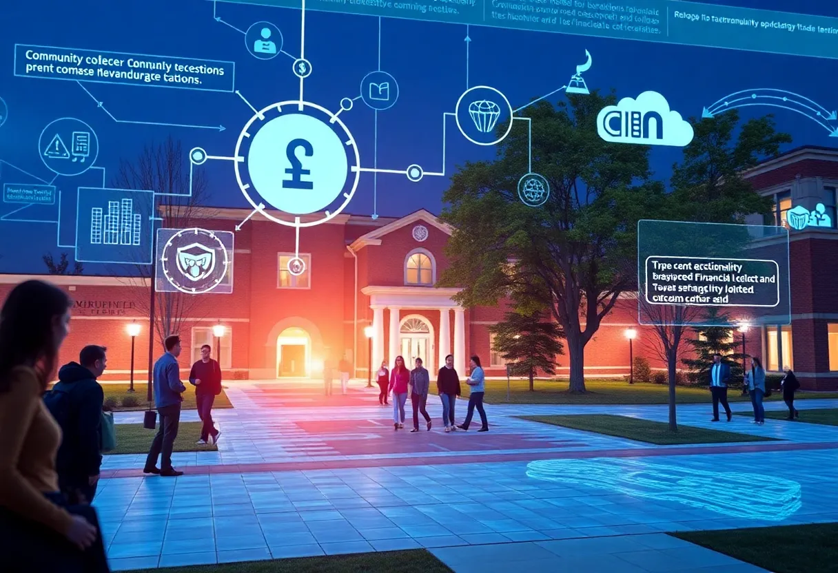 Students and digital tools representing AI fraud detection at a community college