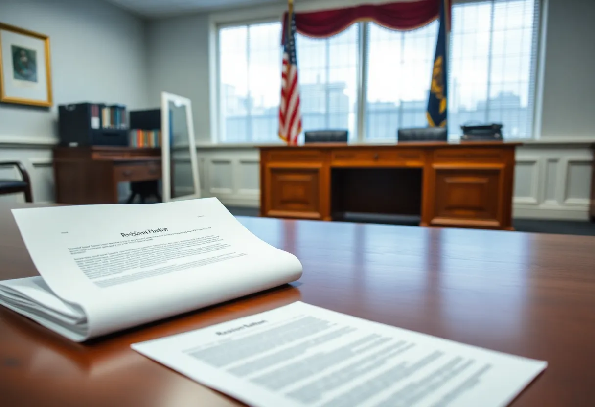 Empty office symbolizing resignation and accountability