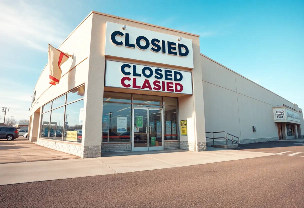 Deserted Bed Bath & Beyond store front indicating business closure