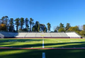 Empty football field at Bishop Montgomery High School