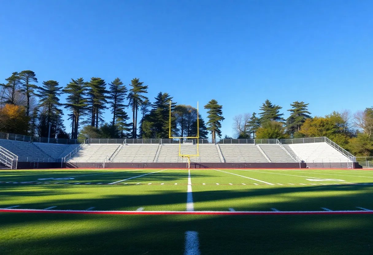 Empty football field at Bishop Montgomery High School