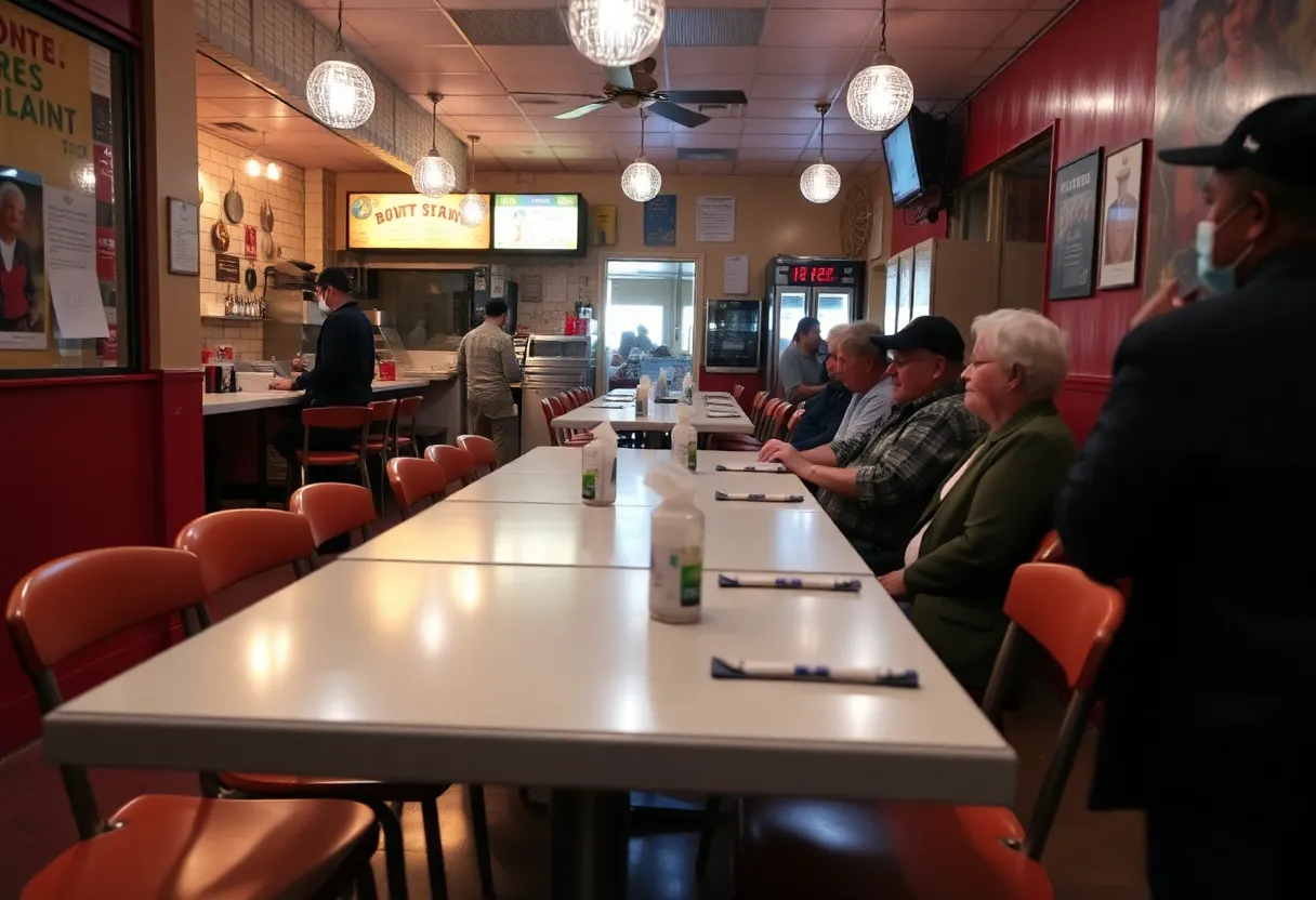 Empty tables at a Boyle Heights restaurant due to recent ICE raids.