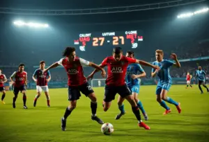 Cal State Fullerton soccer team during a match