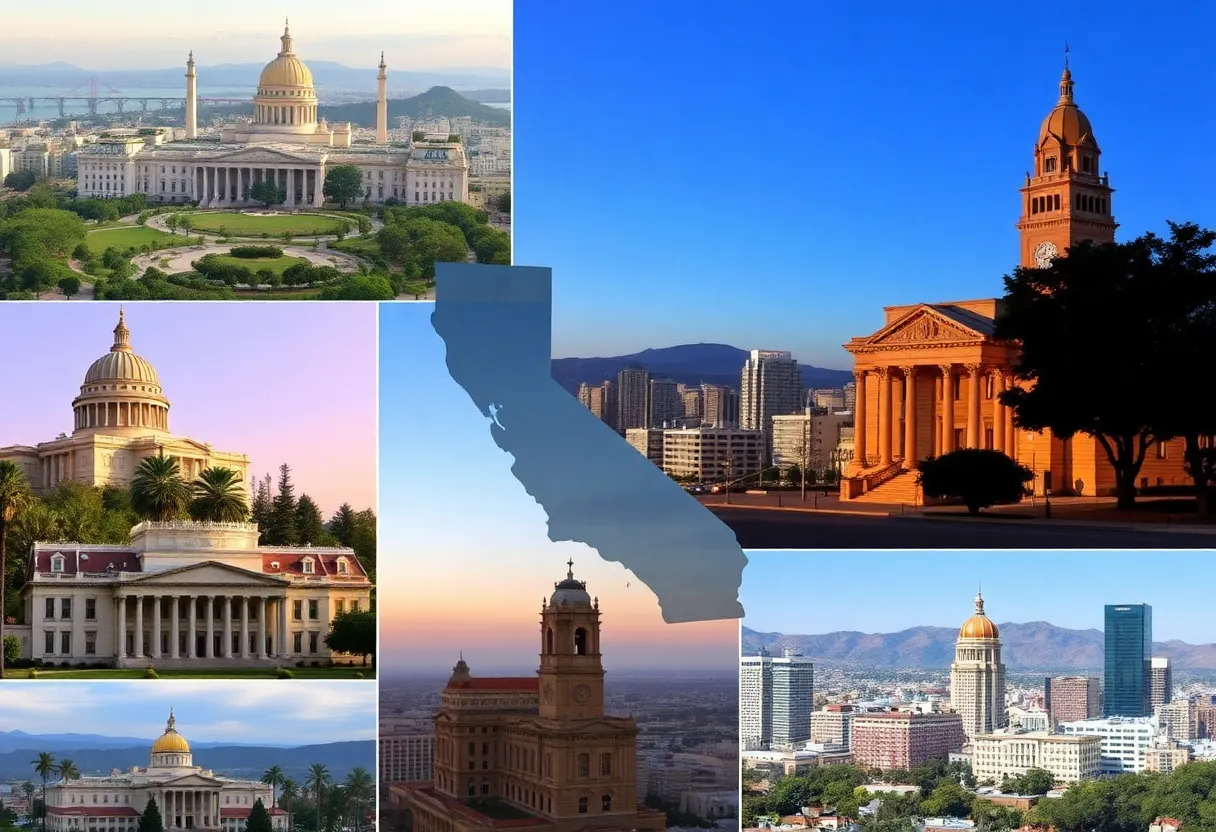 Diverse cityscapes representing California city management changes
