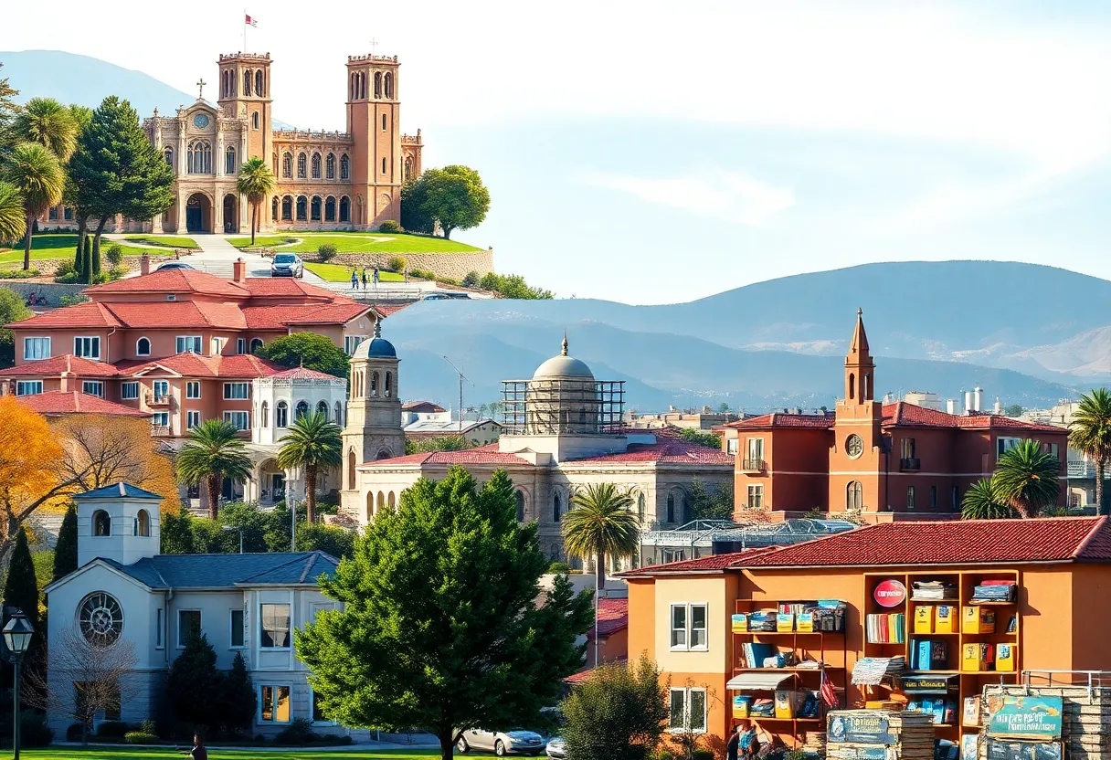 Collage of California university campuses highlighting housing issues