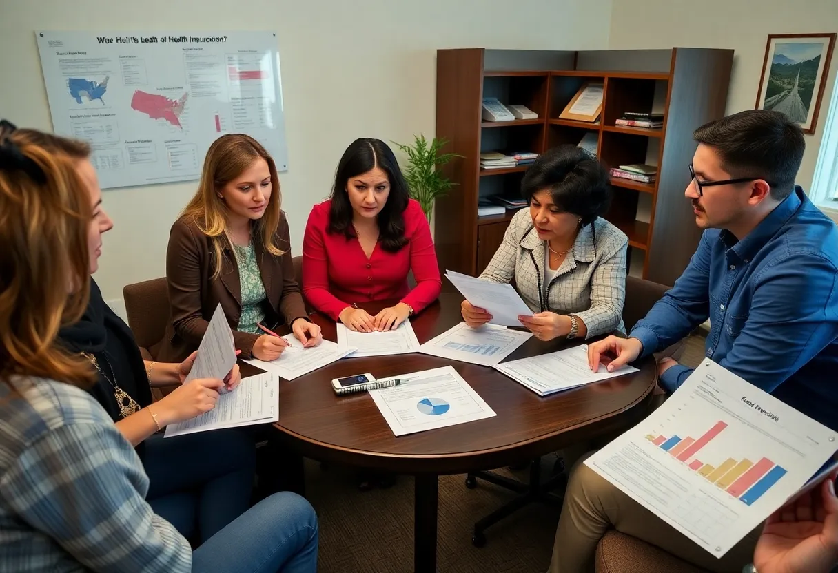 Group discussing health insurance challenges in California.