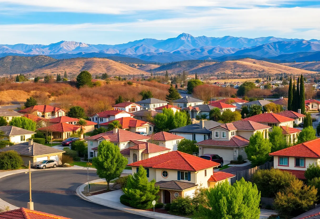 California neighborhood with homes in a wildfire-prone area