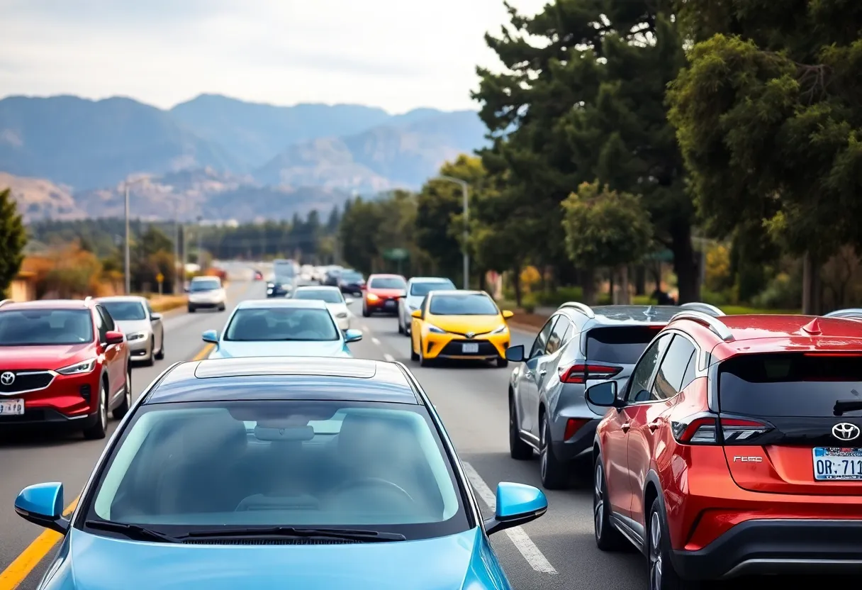 Scenic California roads with electric vehicles