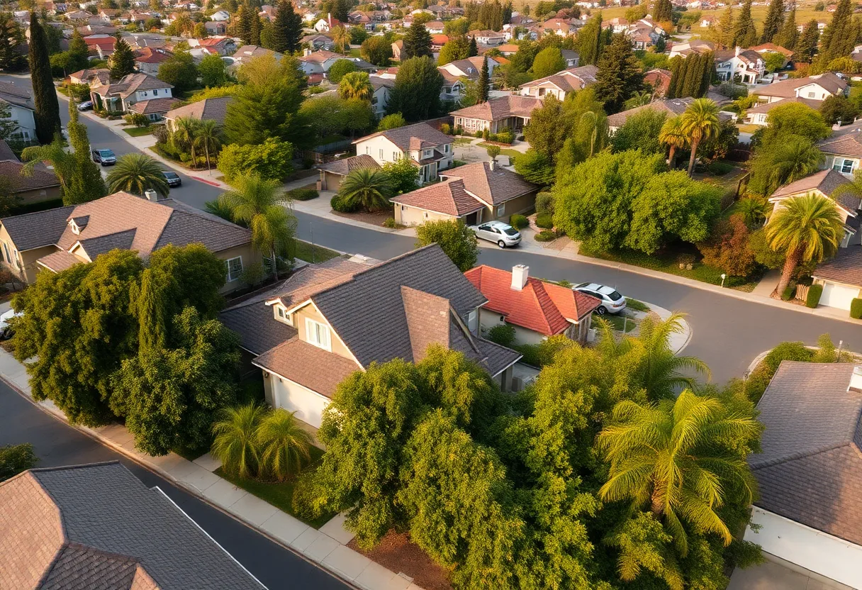 Suburban homes in California reflecting fireproofing efforts.