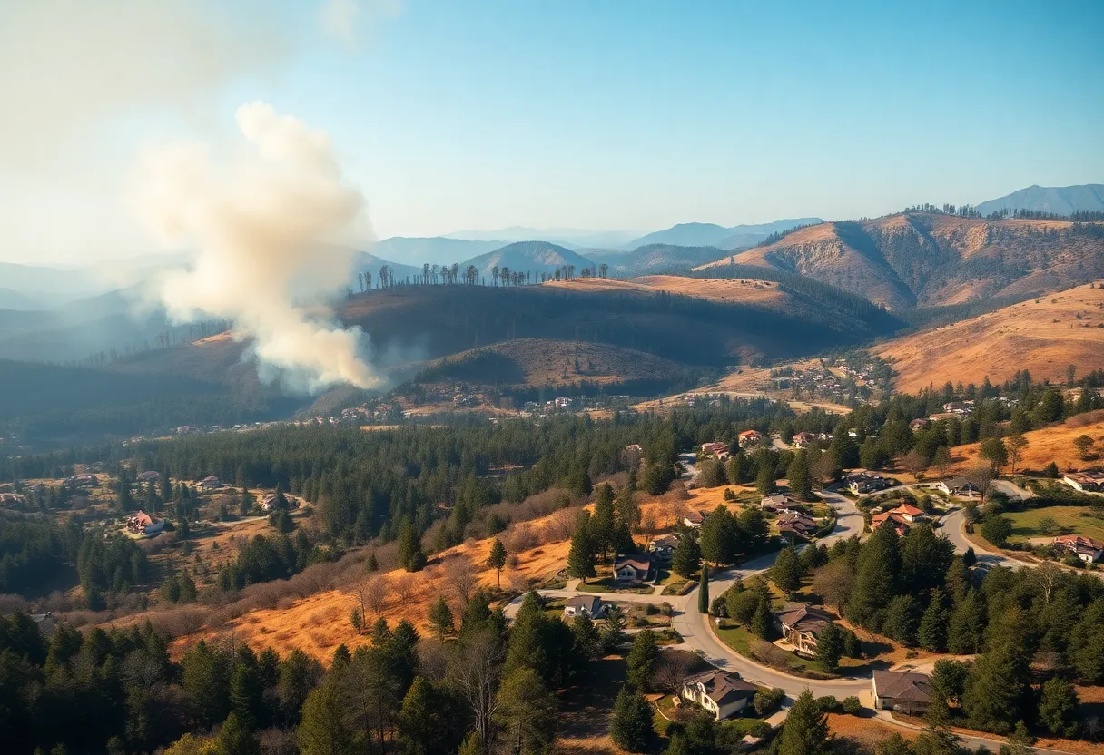 California landscape depicting wildfire risk