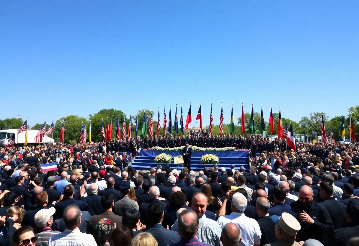 Crowd at the memorial service for Charlie Kirk at State Farm Stadium