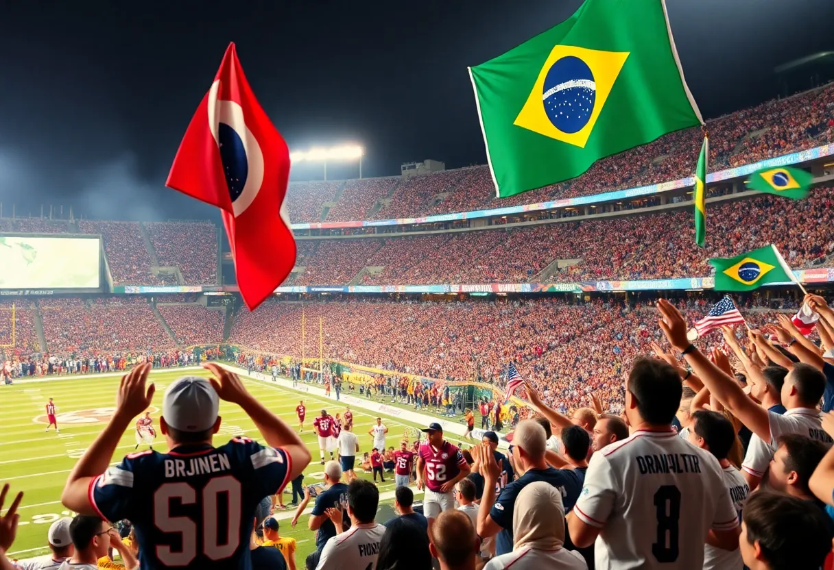 Kansas City Chiefs playing against Los Angeles Chargers in Brazil.