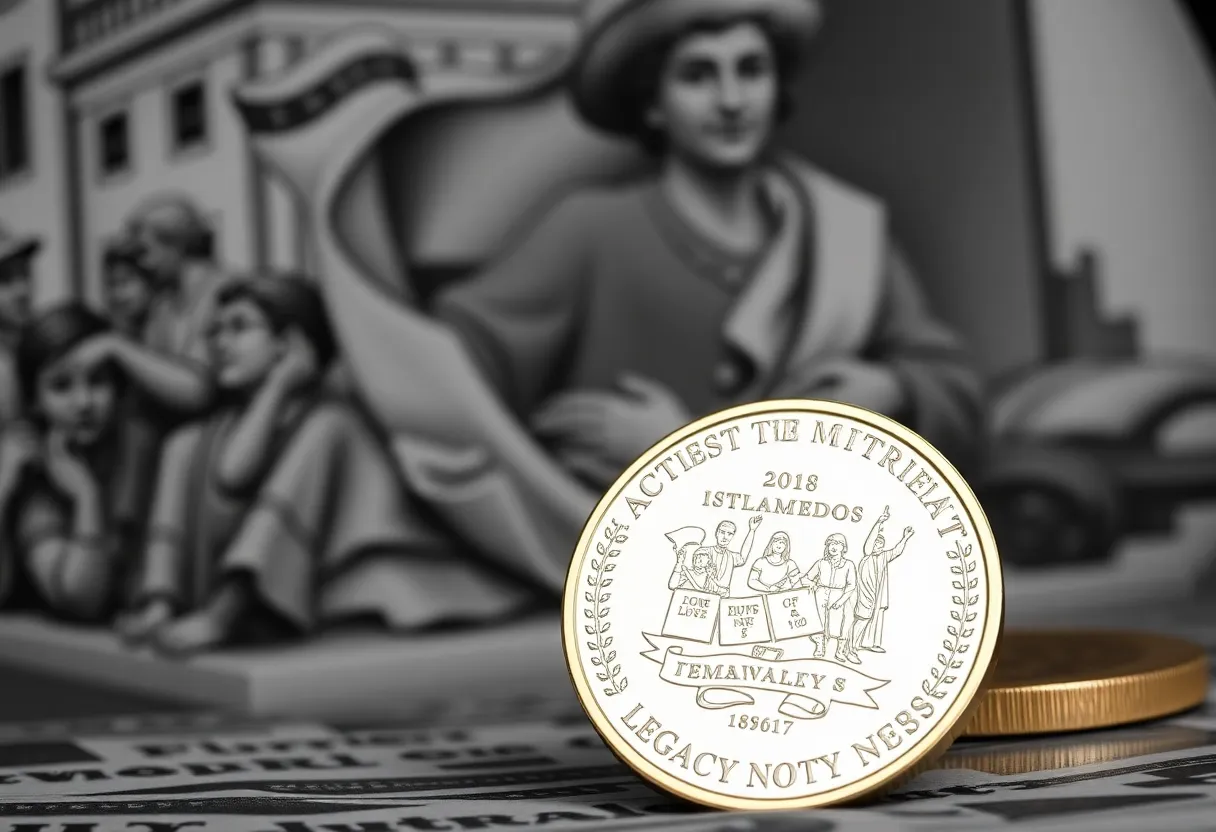 Design of a commemorative coin representing activism