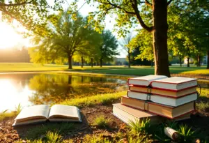 A peaceful outdoor scene symbolizing education and community values.