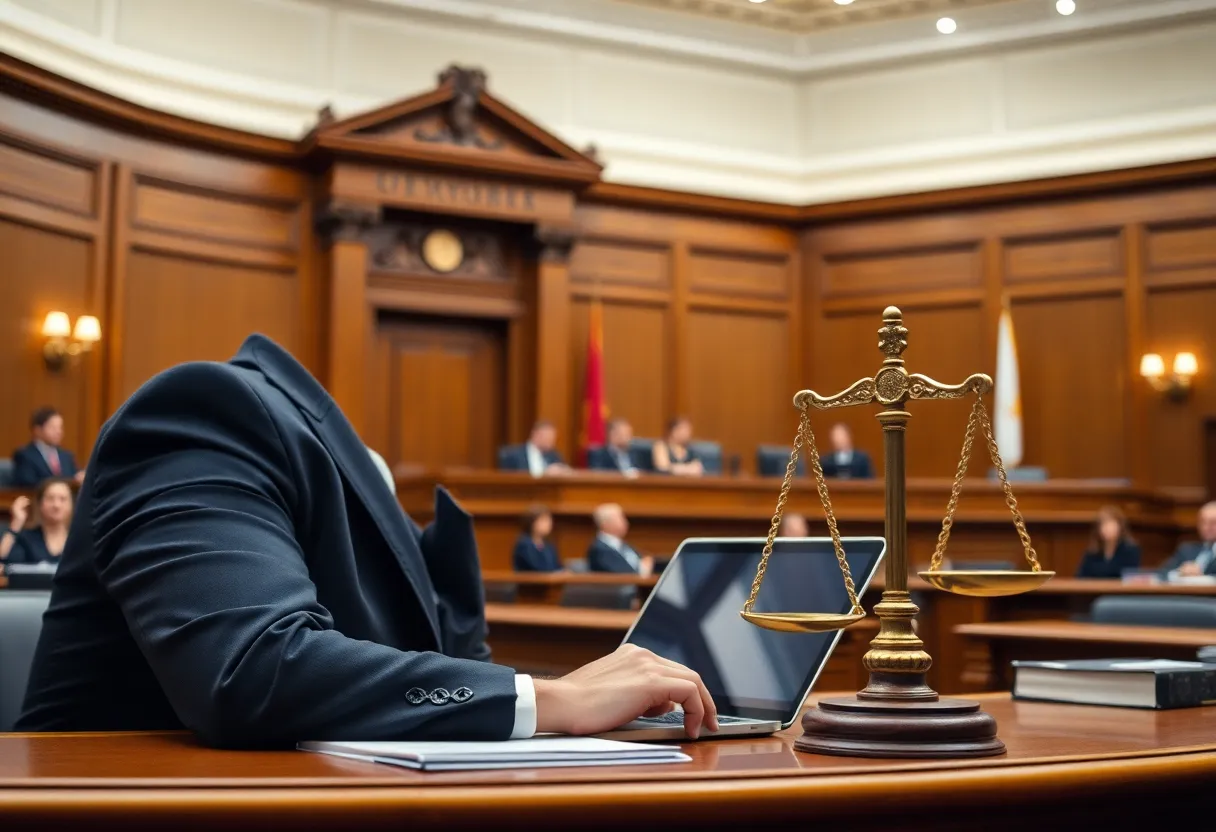 A courtroom scene symbolizing the antitrust ruling against Google.