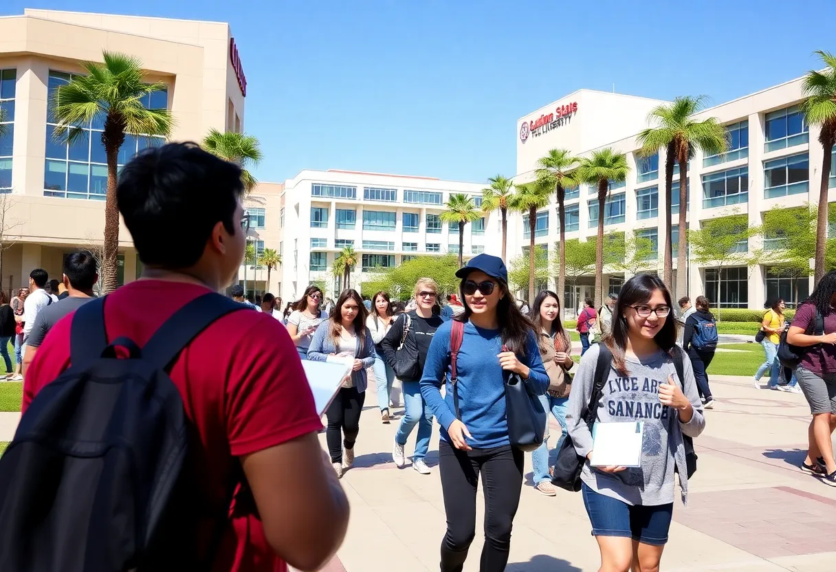 Students engaging in academic activities at California State University Fullerton