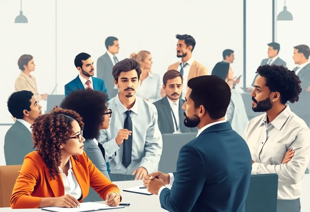 Abstract image representing employment rights and free speech in diverse work environments.
