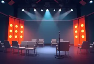 An empty television studio symbolizing controversy