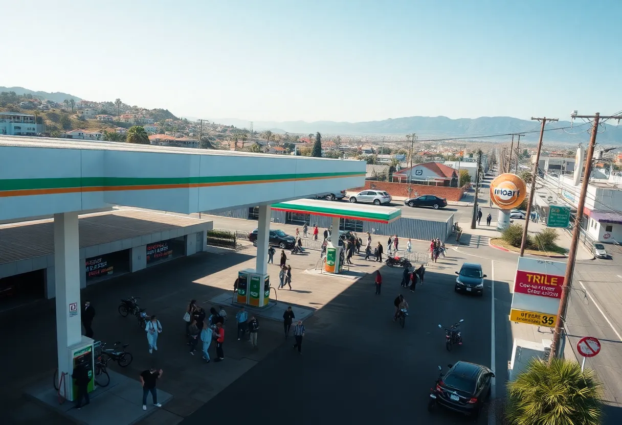 Gas station displaying high gasoline prices in Southern California