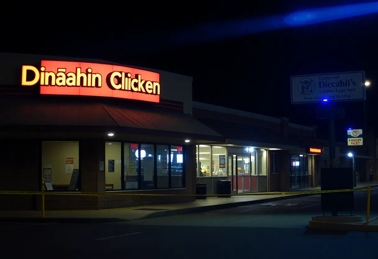 Crime scene at Glendale strip mall showing broken glass door