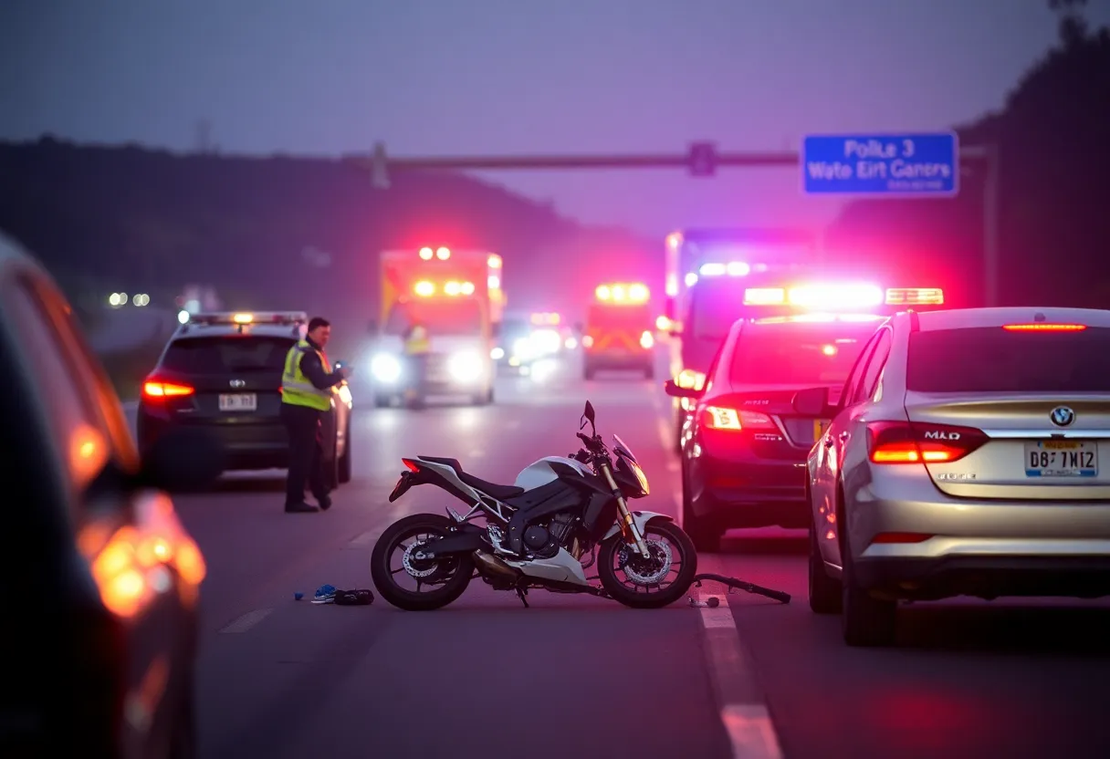 Emergency responders at a highway accident scene