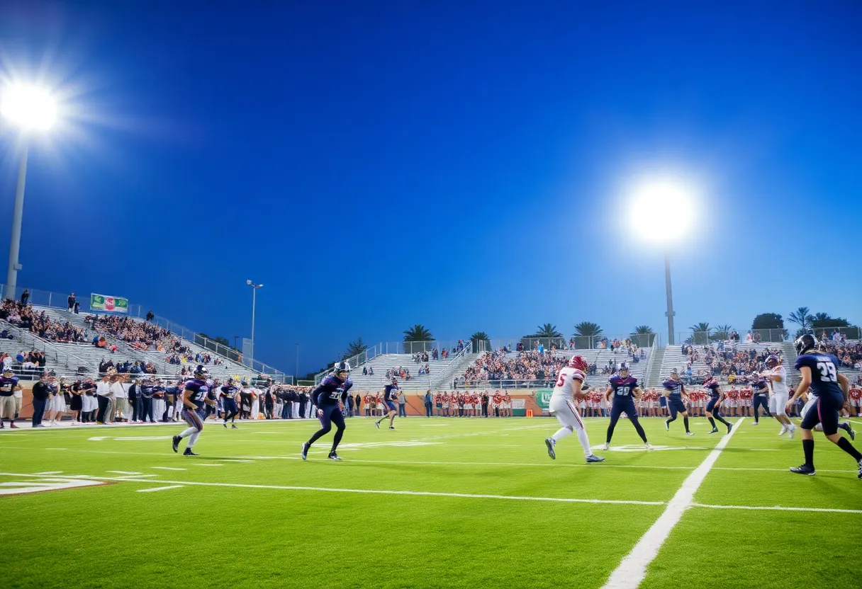 Players in action during a California high school football game