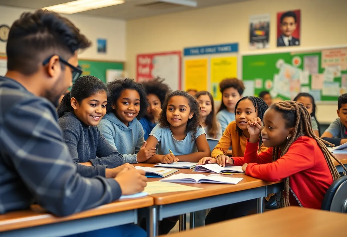 Diverse students in a classroom learning about inclusivity