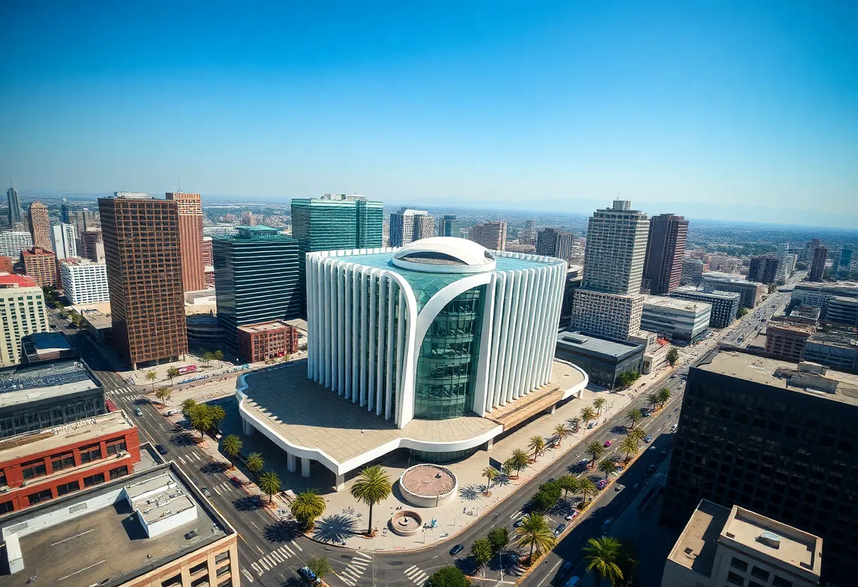 Aerial view of downtown Los Angeles highlighting the Convention Center area