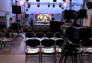Empty film set representing layoffs in Los Angeles entertainment industry