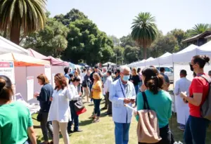 A community gathering at a health fair in Los Angeles