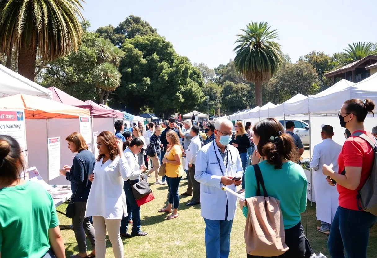 A community gathering at a health fair in Los Angeles