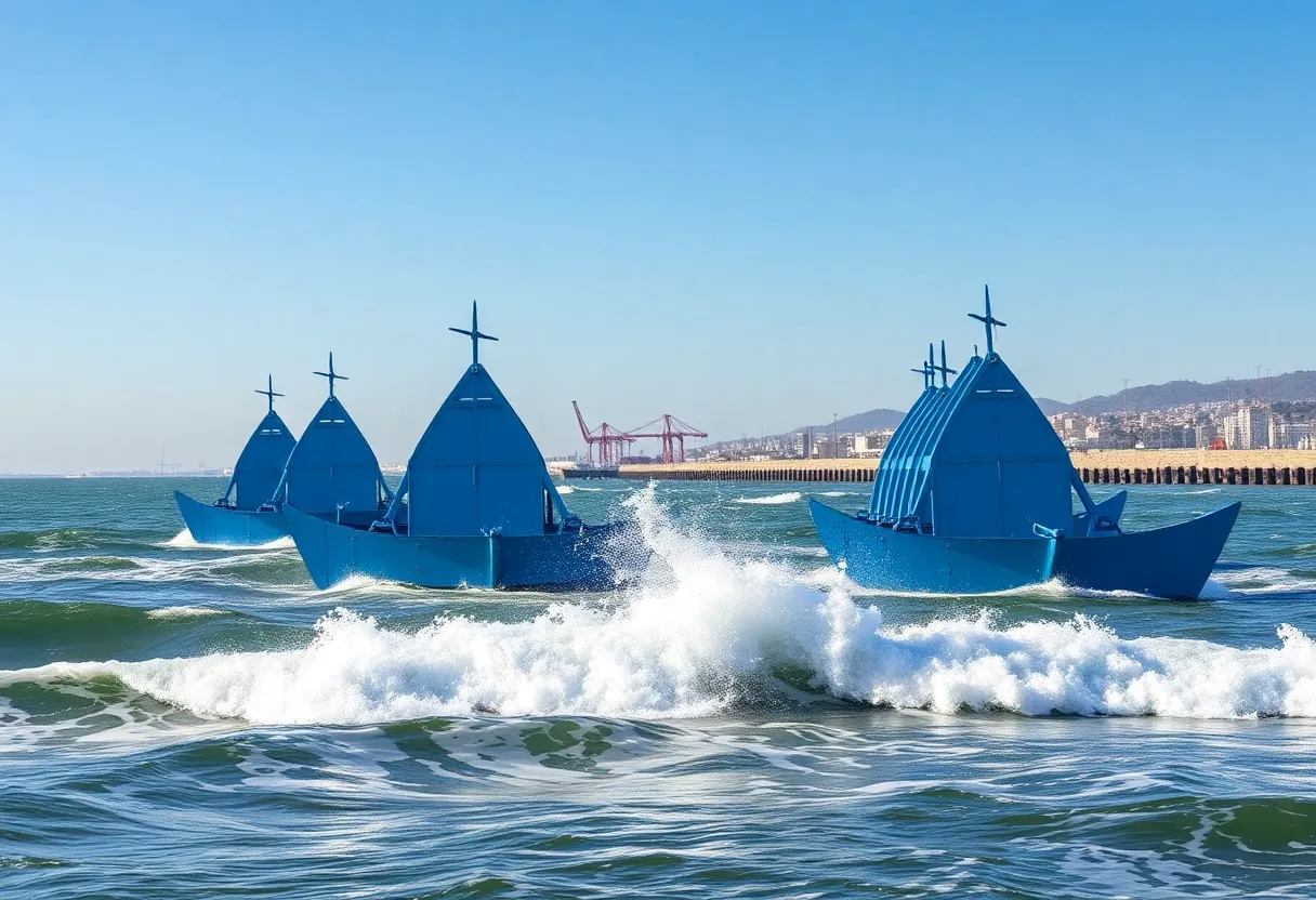 Wave energy structures at the Port of Los Angeles