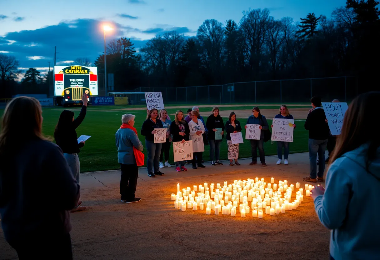 Vigil at Minco softball field for bus crash victims