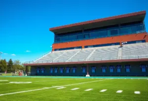 Empty Narbonne High School football field after a scandal