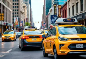 Self-driving taxis operating in Nashville, showcasing the city's music culture.