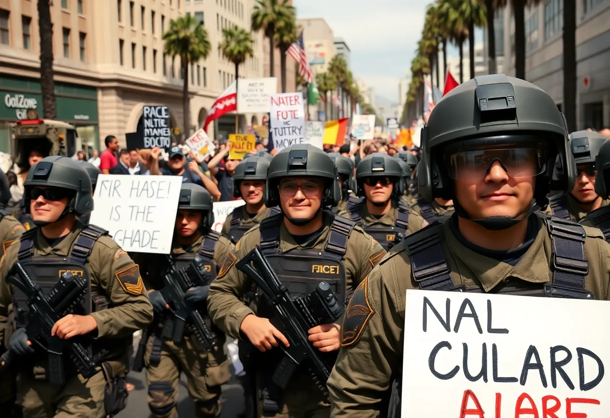National Guard troops on the streets of Los Angeles during protests