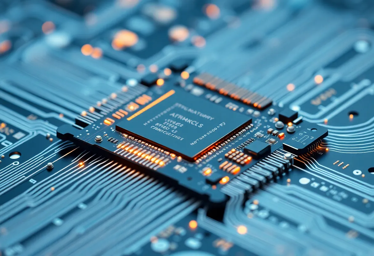 Illustration of an advanced AI chip under development