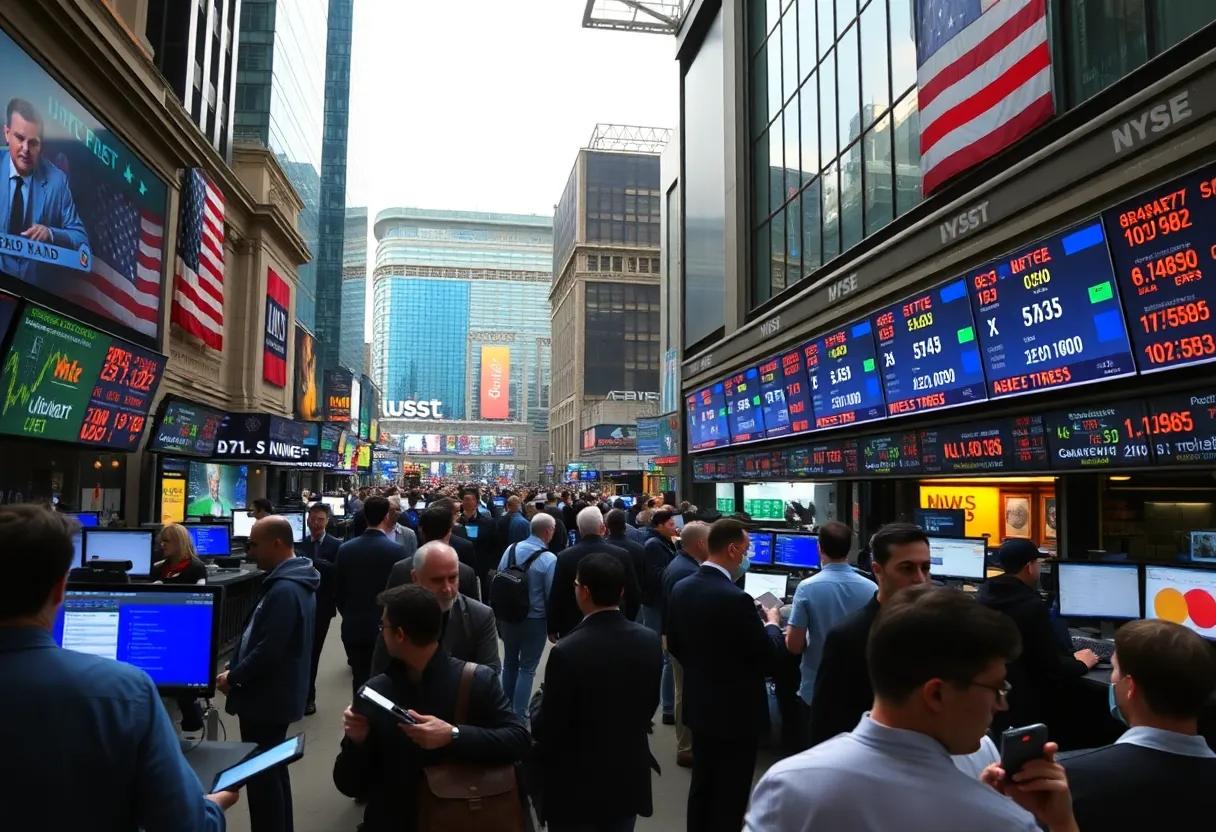 Visual representation of stock market surge with digital tech symbols